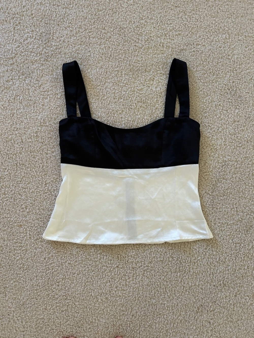 Princess Polly Black and White Satin Colorblock Camisole